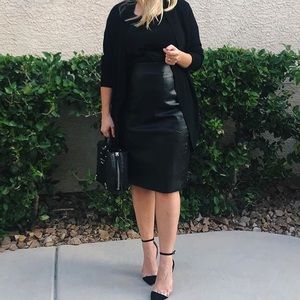 LOFT faux leather black pencil skirt size 12
